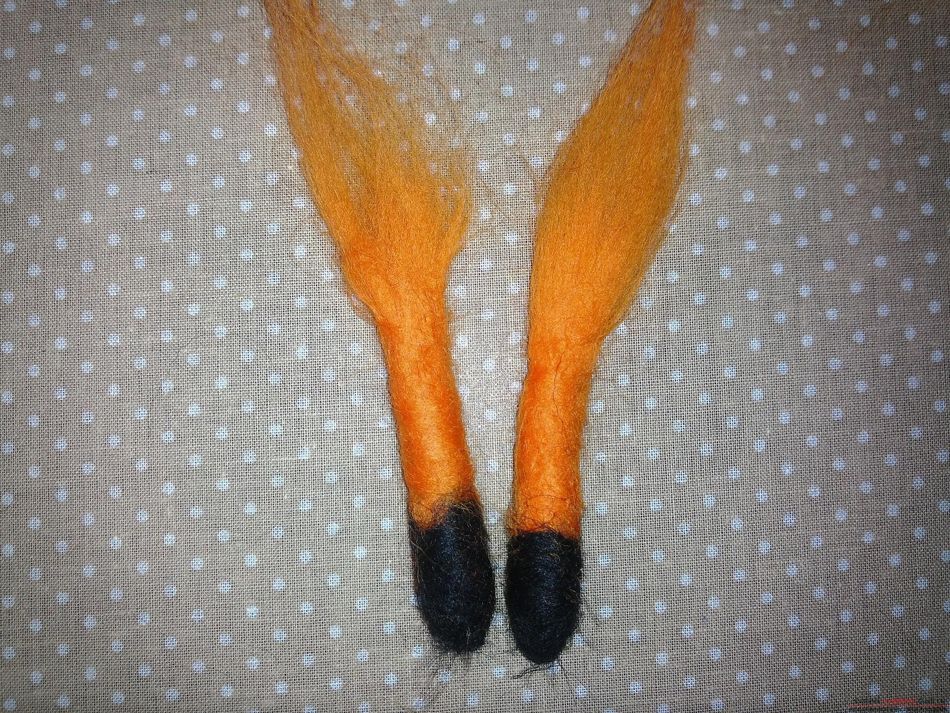 Игрушку лисички можно изготовить своими руками из шерсти методом сухого валяния, мастер-класс с фото.. Фото №6